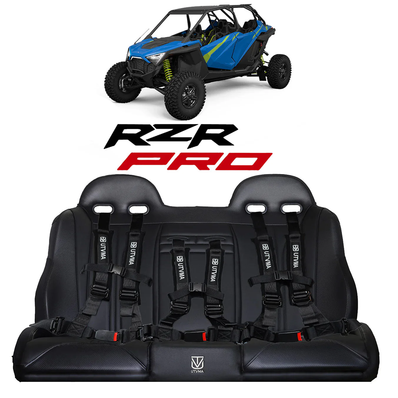 RZR 4 PRO (Turbo R, Pro R, Pro) Rear Bench Seat W/ Harnesses (2020-2024)