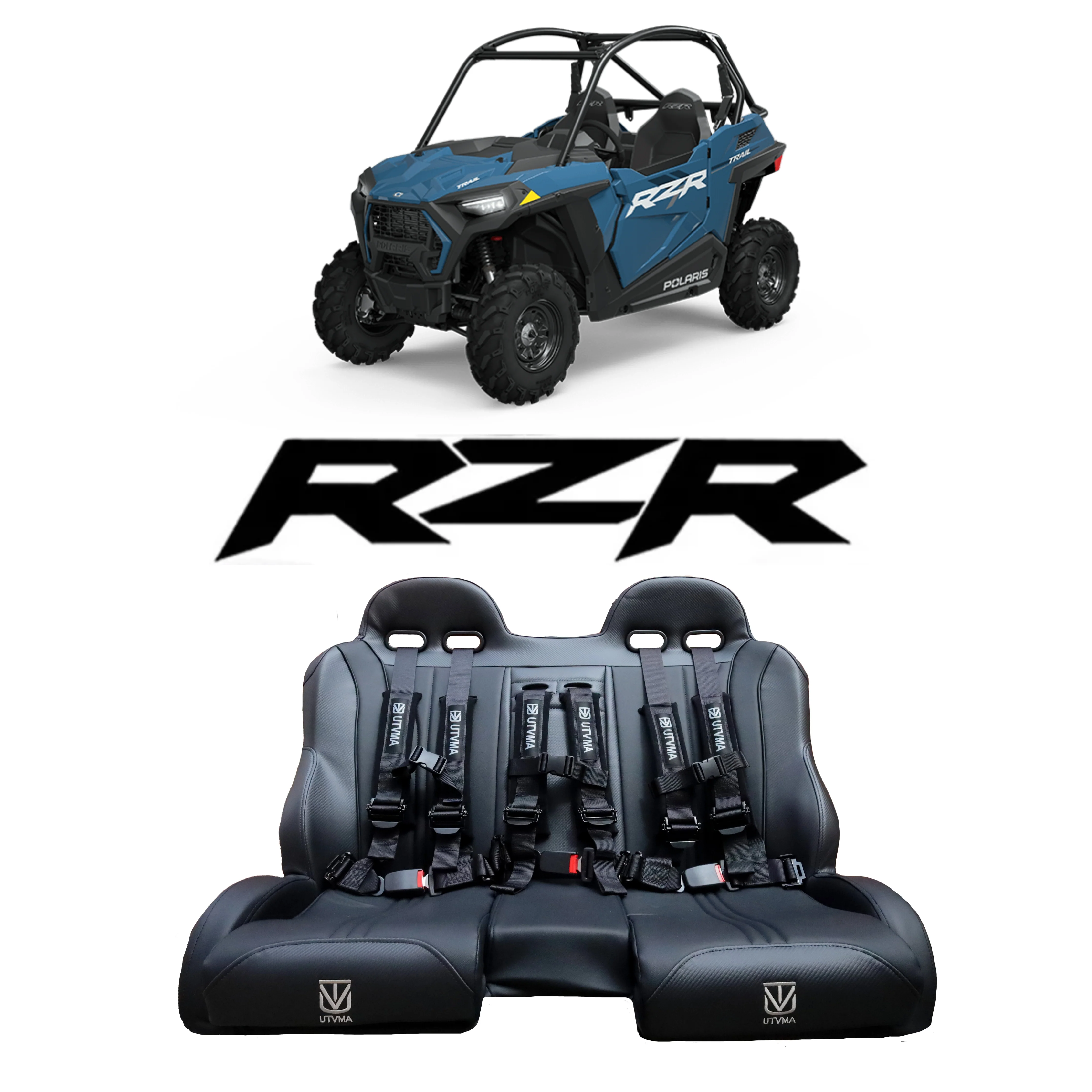 RZR Trail and RZR S Front Bench Seat W Harnesses - Extreme Comfort + Easy Access (2015-2025)