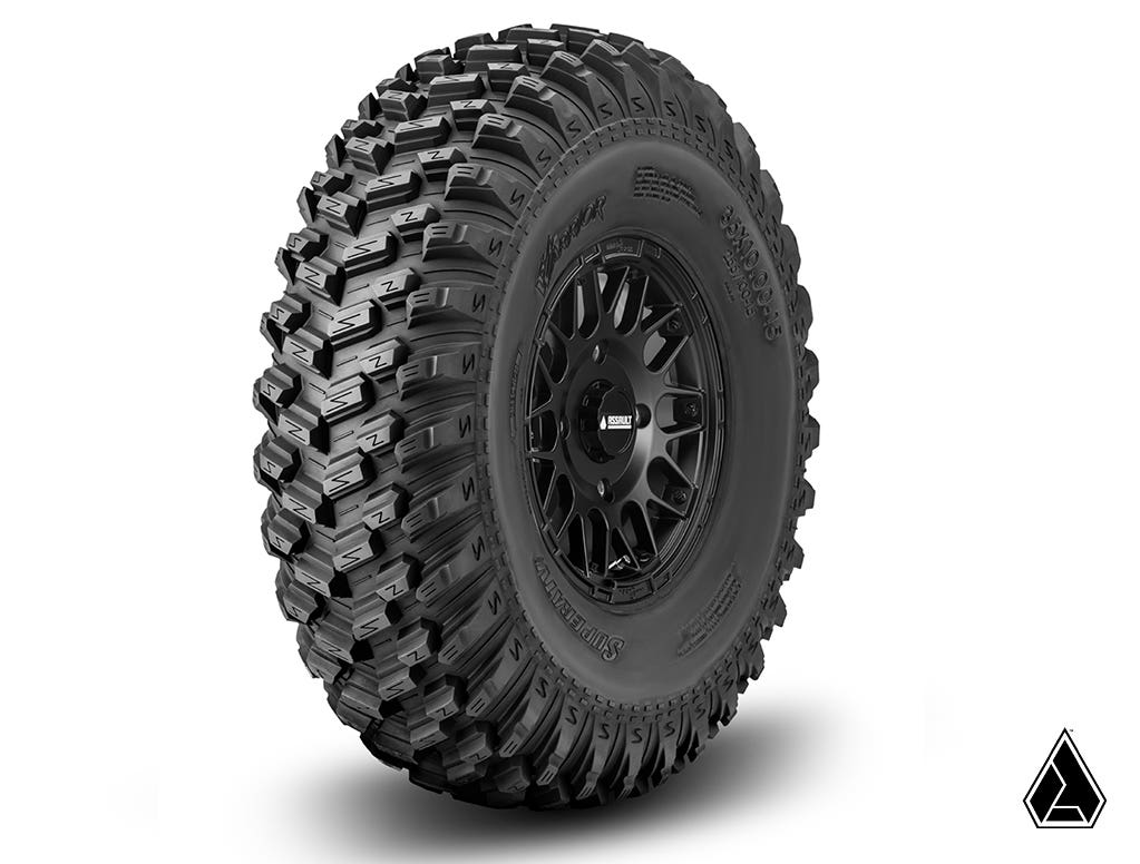 SuperATV Standard XT Warrior Tires 30x10x15 on 15x7 Assault Industries Hellfire Satin Black Wheels 5/4.5 Pattern