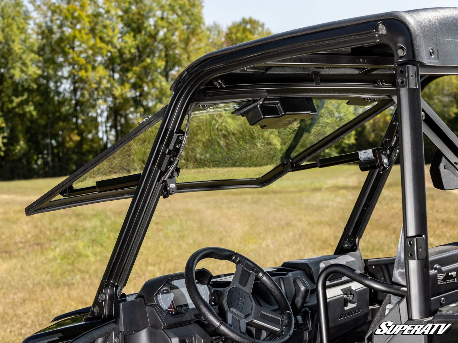 Polaris Ranger XP 570 MaxDrive Power Flip Glass Windshield - With Wiper - Image 4