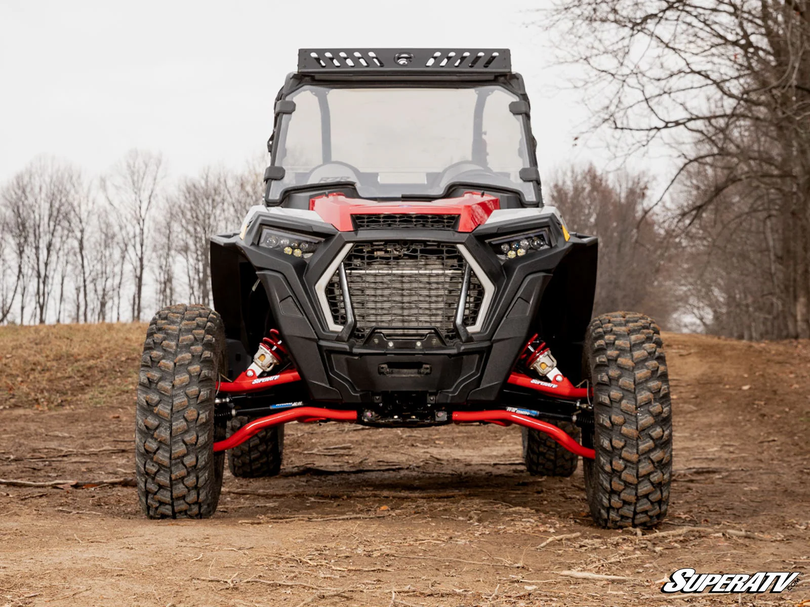 Polaris RZR XP 1000 High Clearance 2in. Forward Offset A-Arms - Red with Standard Ball joints - Image 2