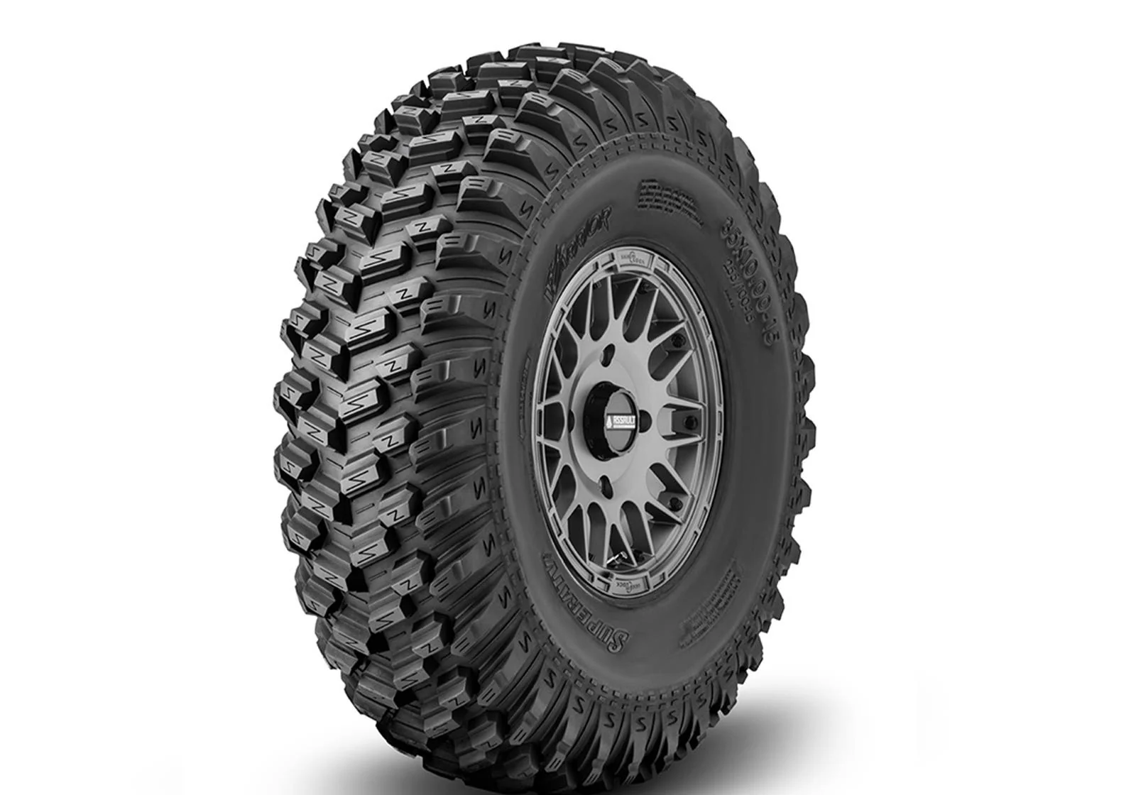 XT Warrior Tires 32x10x15 on 15x7 Assault Industries Hellfire Matte Titanium Wheels