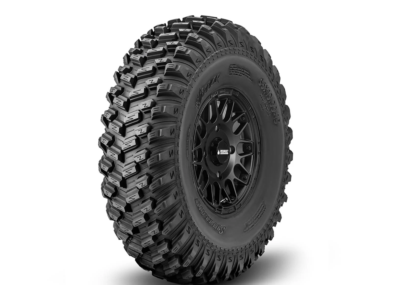 Sticky XT Warrior Tires 32x10x15 with 15x10 Assault Industries Hellfire Satin Black Wheels