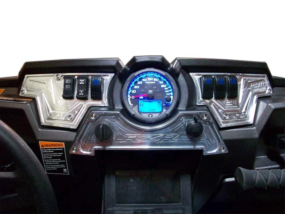 XP1000 3-Piece Billet Aluminum Dash Panel with Switches - Silver - Image 2