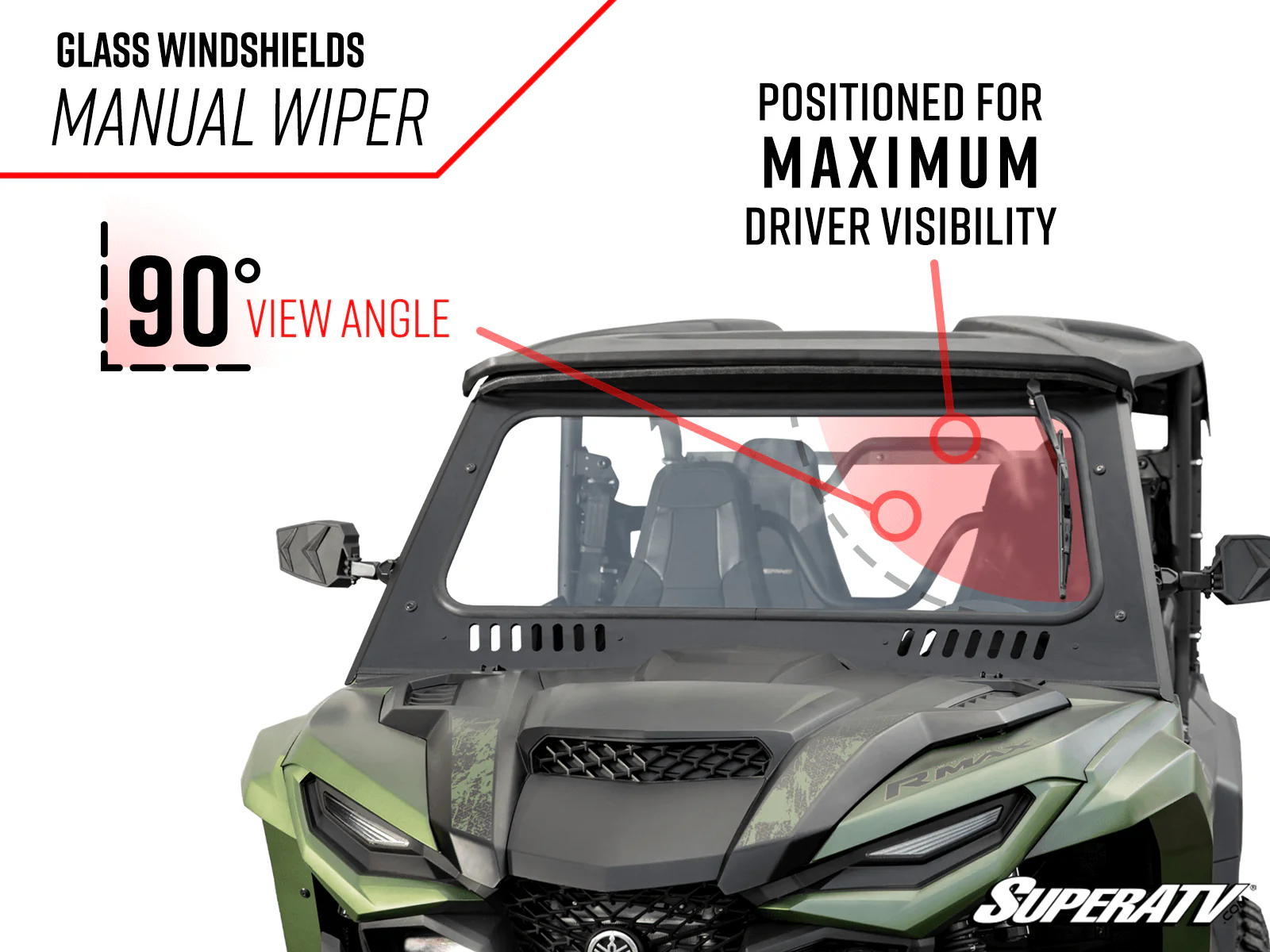 SuperATV Yamaha Wolverine X2/X4 Glass Windshield - Image 2
